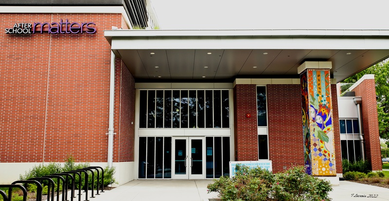  Photo of outside Gallery 37 Gately Park building featuring mosaic column 