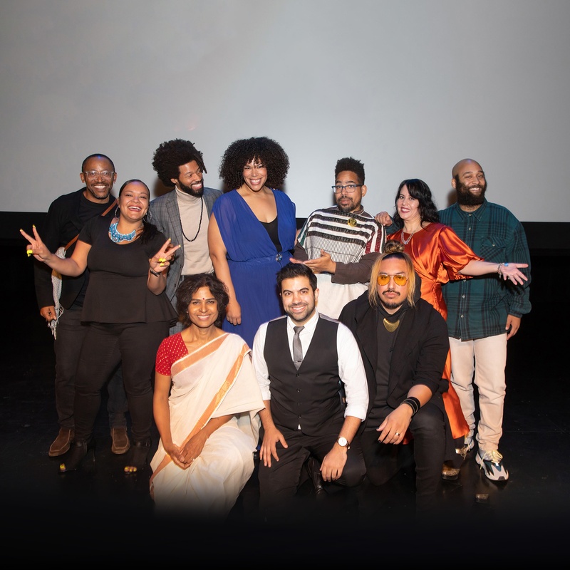 2019 3Arts Awardees posing on stage at the Museum of Contemporary Art