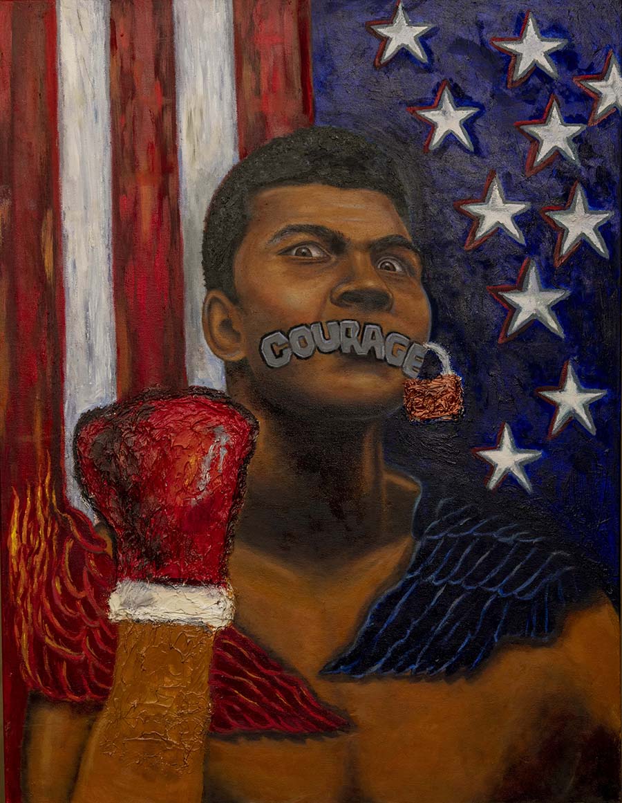 Muhammad Ali painted portrait